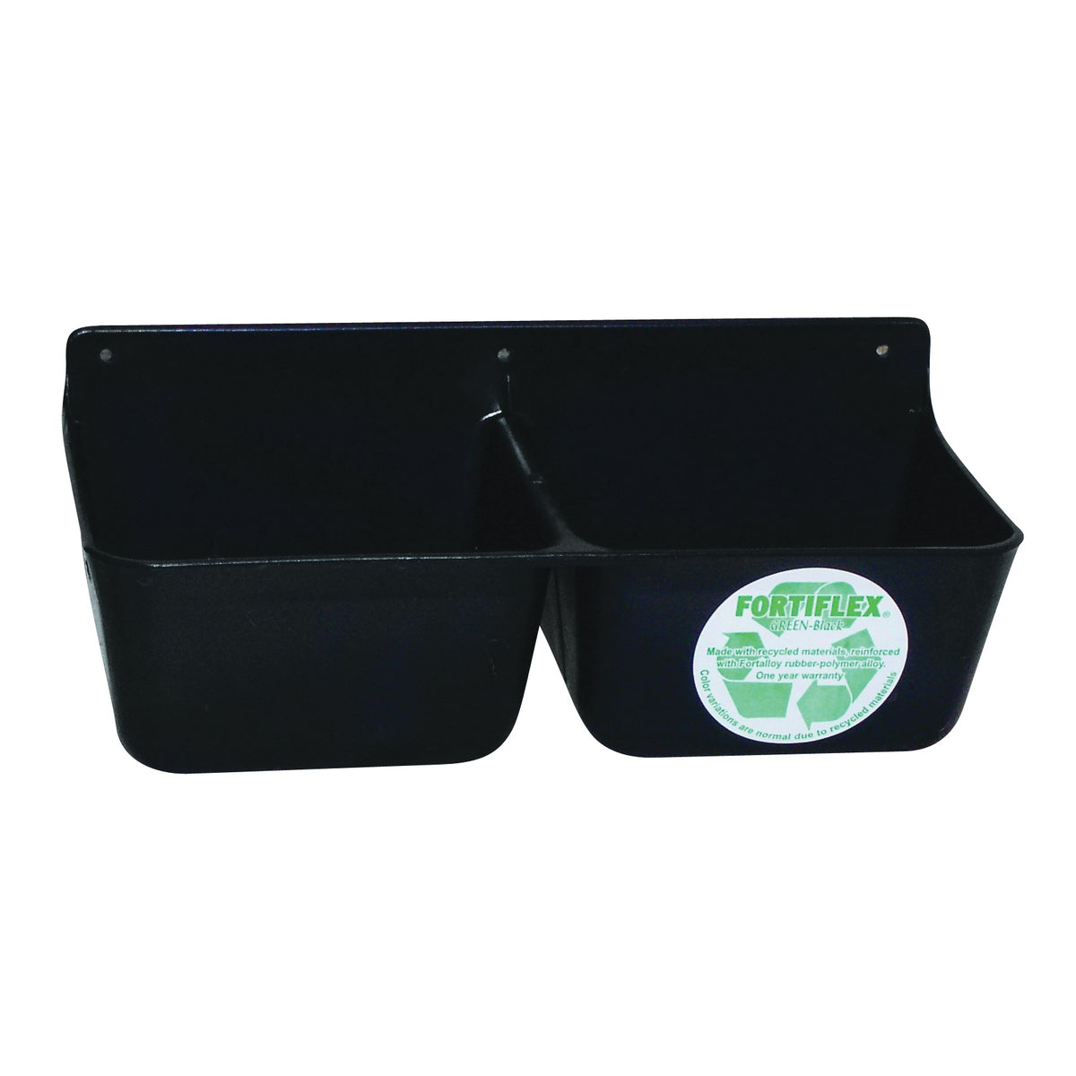 FORTEX-FORTIFLEX MF2BX Mineral Feeder, 1.75 qt Volume, 2-Compartment, Polyethylene/Rubber, Black