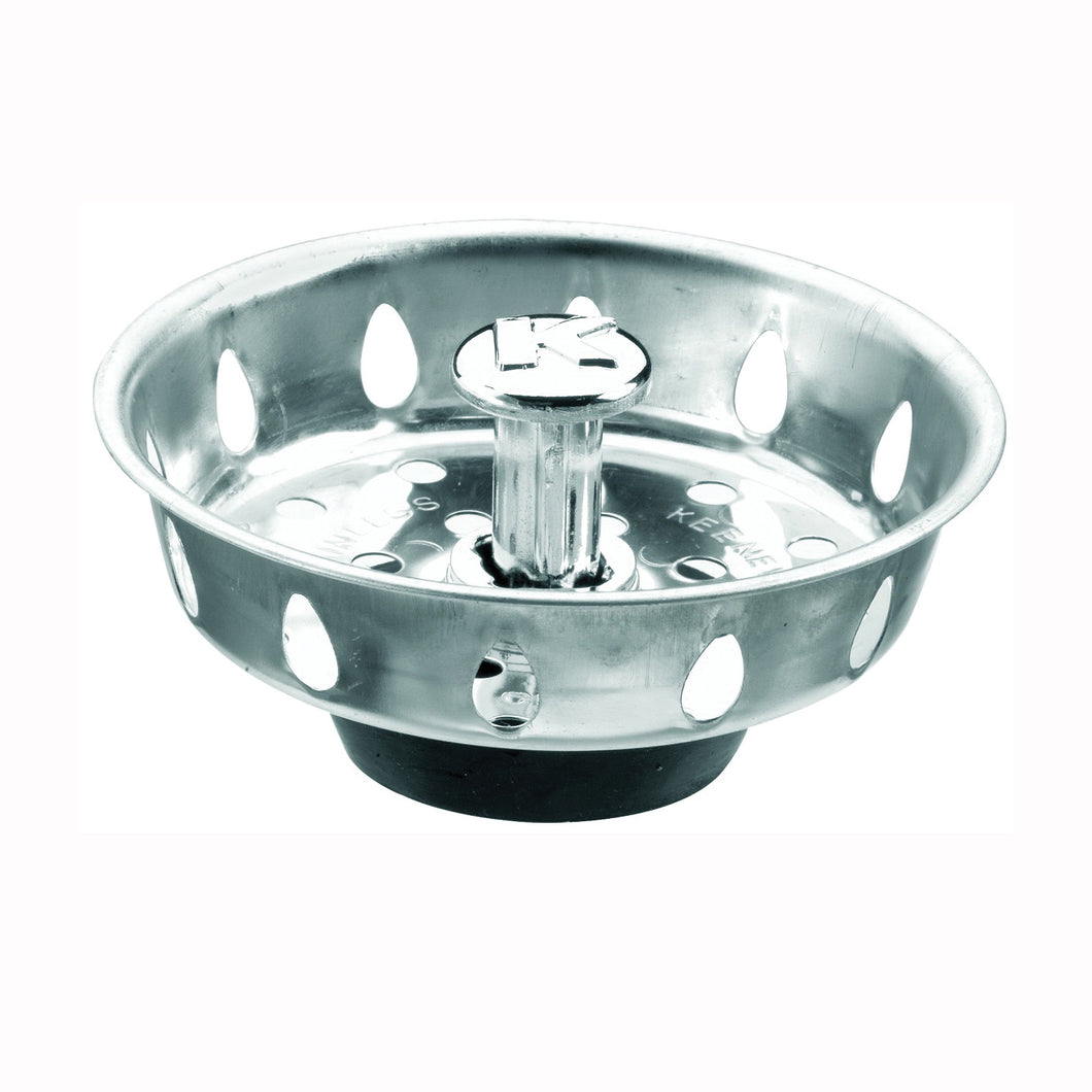 Plumb Pak PP22025 Basket Strainer with Adjustable Post, 3.3 in Dia, Stainless Steel, For: Sink