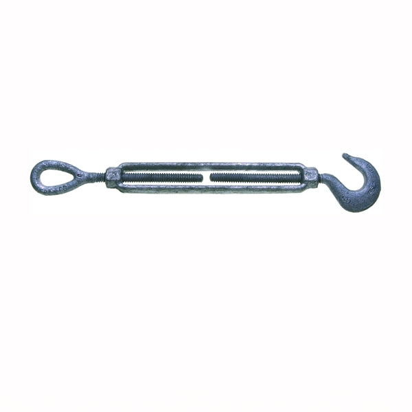 BARON 16-5/8X9 Turnbuckle, 2250 lb Working Load, 5/8 in Thread, Hook, Eye, 9 in L Take-Up, Galvanized Steel