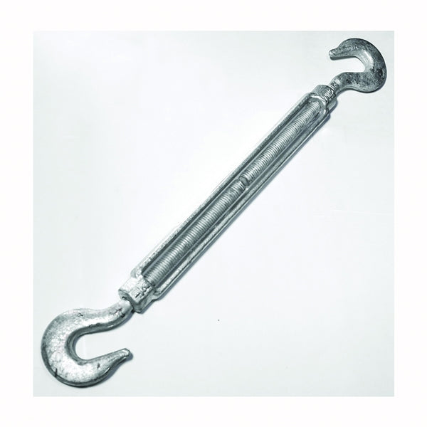 BARON 17-1/2X12 Turnbuckle, 1500 lb Working Load, 1/2 in Thread, Hook, Hook, 12 in L Take-Up, Galvanized Steel