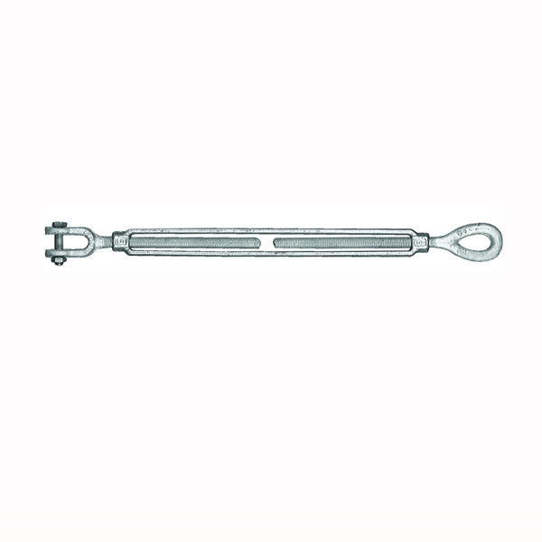 BARON 18-1/2X9 Turnbuckle, 2200 lb Working Load, 1/2 in Thread, Jaw, Eye, 9 in L Take-Up, Galvanized Steel