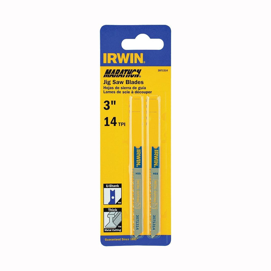 IRWIN 3071314 Jig Saw Blade, 3-1/4 in L, 14 TPI