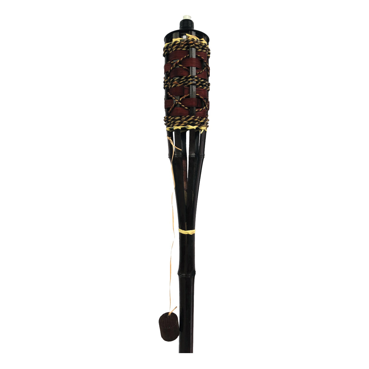 Seasonal Trends Y2567 Konani Bamboo Torch, 3.54 in H, Bamboo, Fiberglass, and Metal, Black, Brown, Mahogany Finish