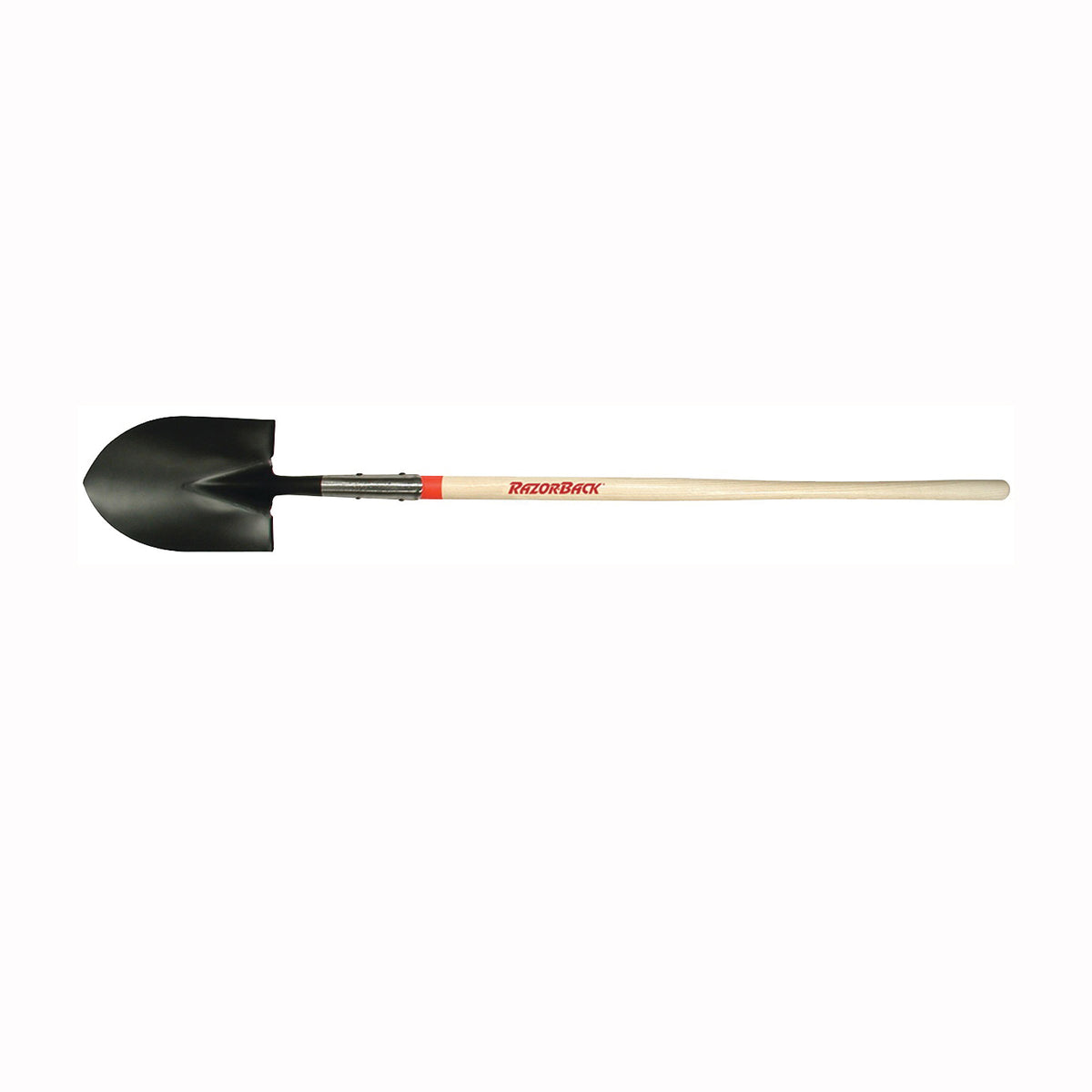 RAZOR-BACK 45520 Shovel with Dual Rivet, 8-3/4 in W Blade, Steel Blade, Hardwood Handle, Long Handle, 48 in L Handle