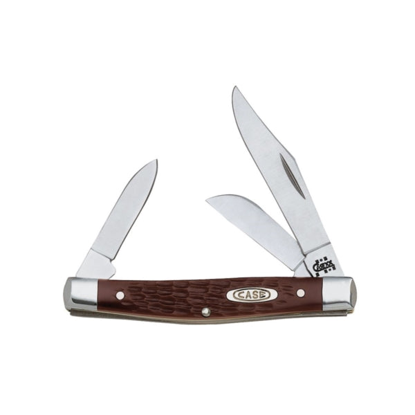 CASE 00106 Folding Pocket Knife, 2.42 in Clip, 1.58 in Sheep Foot, 1.57 in Pen L Blade, 3-Blade, Brown Handle