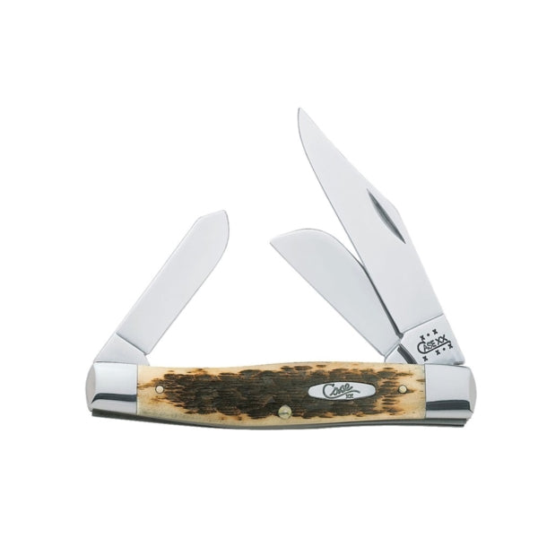 CASE 00204 Folding Pocket Knife, 3.3 in Clip, 2.3 in Sheep Foot, 2.2 in Spey L Blade, Chrome Vanadium Steel Blade