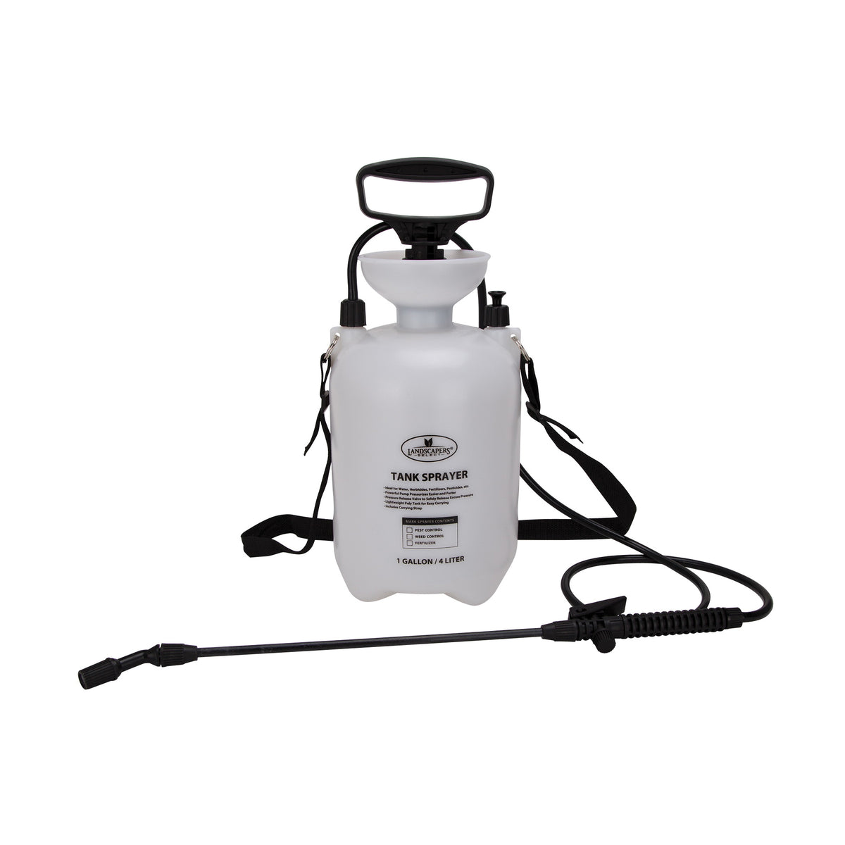 Landscapers Select SX-4B Compression Sprayer, 1 gal Tank, Polyethylene Tank, 55 in L Hose, White