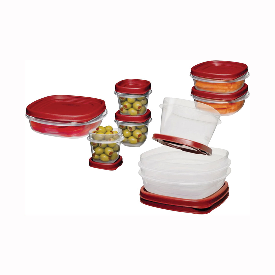 Rubbermaid 1777170 Food Container Set, 1/2, 1-1/4, 2, 3, 5 Cups Capacity, Plastic, Clear