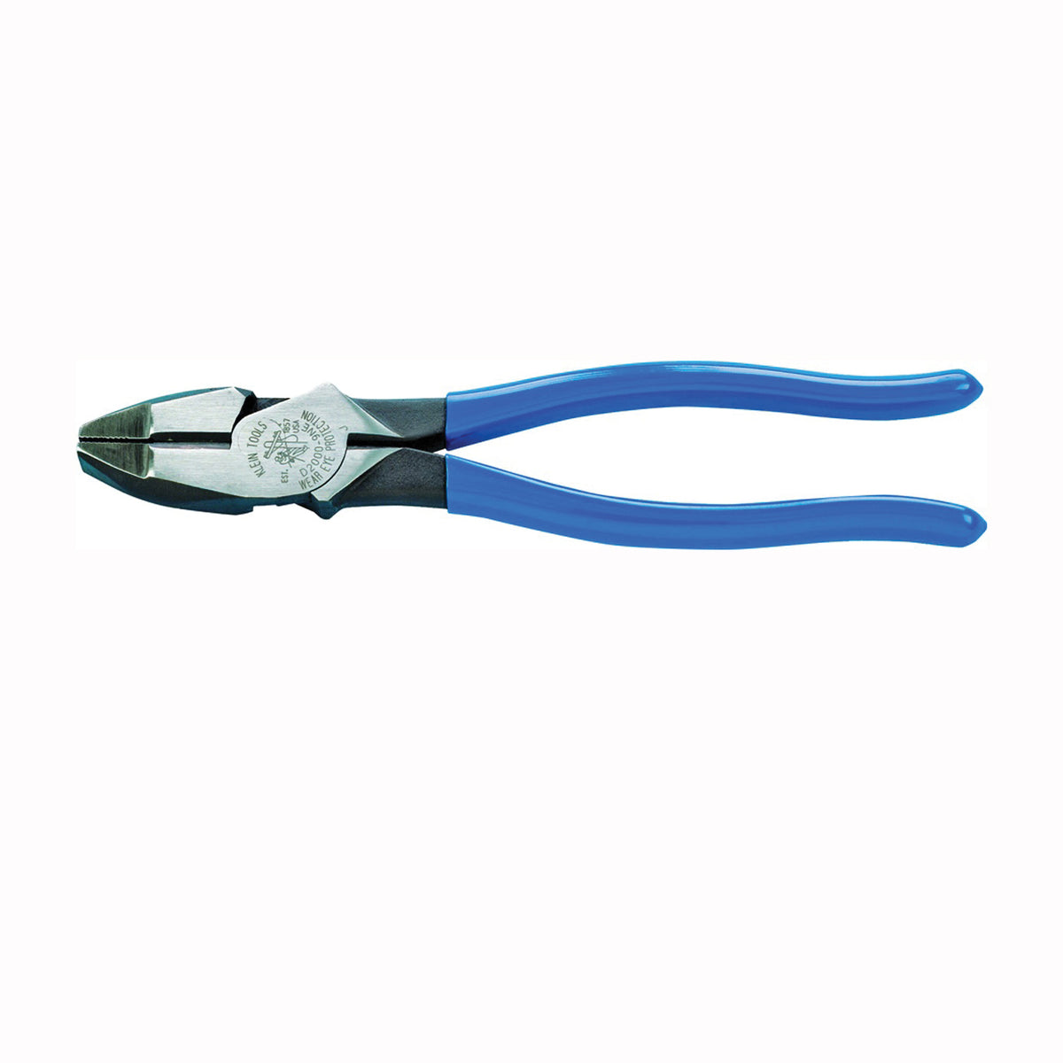 KLEIN TOOLS D2000-9NE Lineman&#39;s Plier, 9-3/8 in OAL, Light Blue Handle, 1-1/4 in W Jaw, 1.594 in L Jaw