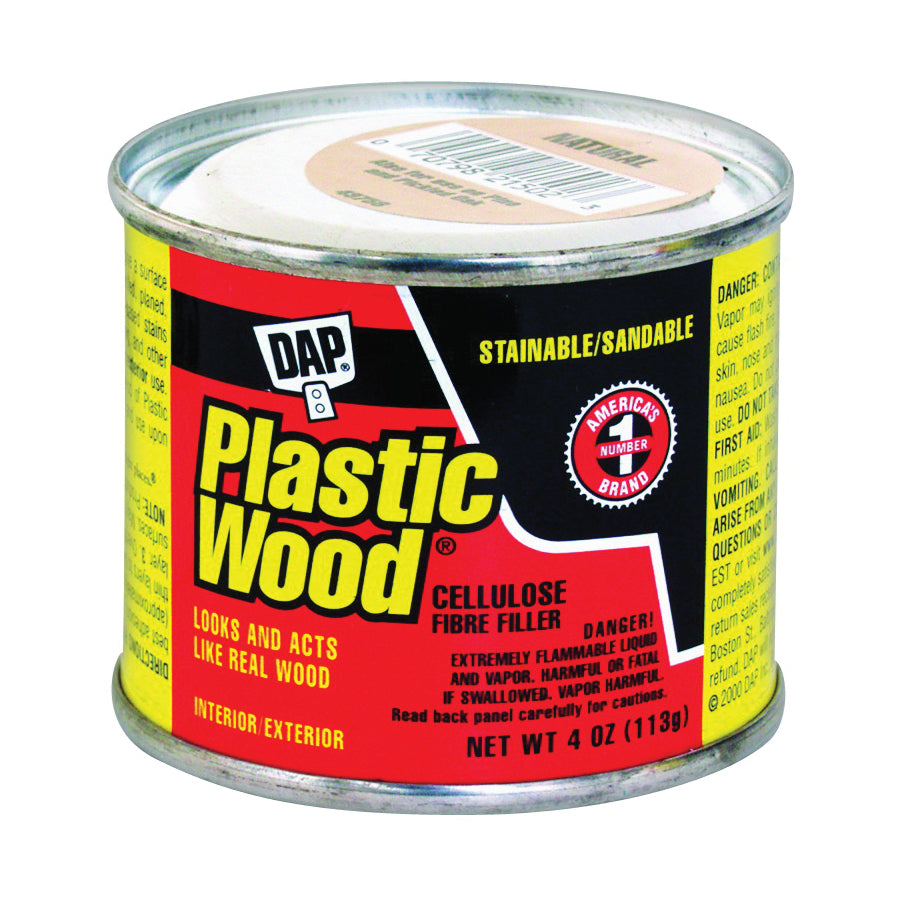 DAP Plastic Wood 21502 Wood Filler, Paste, Strong Solvent, Natural, 4 oz