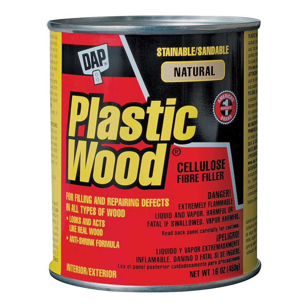 DAP Plastic Wood 21506 Wood Filler, Paste, Strong Solvent, Natural, 16 oz