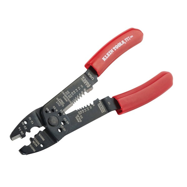 KLEIN TOOLS 1001 Electrician&#39;s Tool, 10 to 26 AWG Stranded, 8 to 22 AWG Solid Cutting Capacity, Cushion Grip Handle