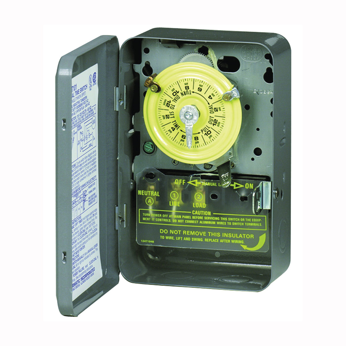 Intermatic T104 Mechanical Timer Switch, 40 A, 208/277 V, 3 W, 24 hr Time Setting, 12 On/Off Cycles Per Day Cycle