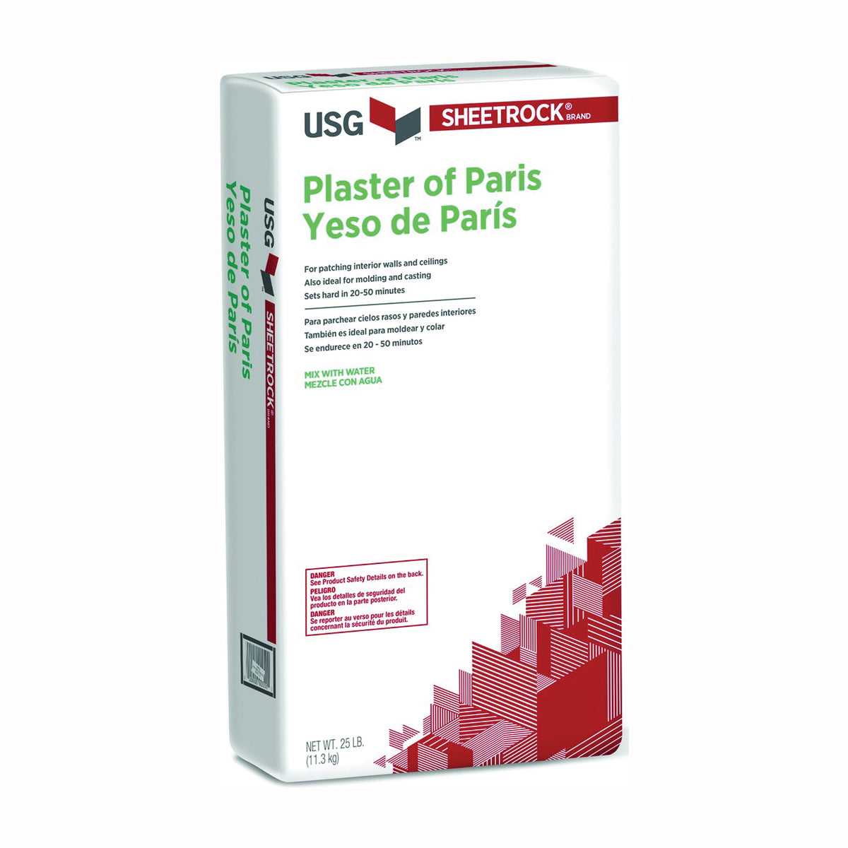 USG SHEETROCK 380261 Plaster of Paris, Powder, Low, Off-White, 25 lb Bag