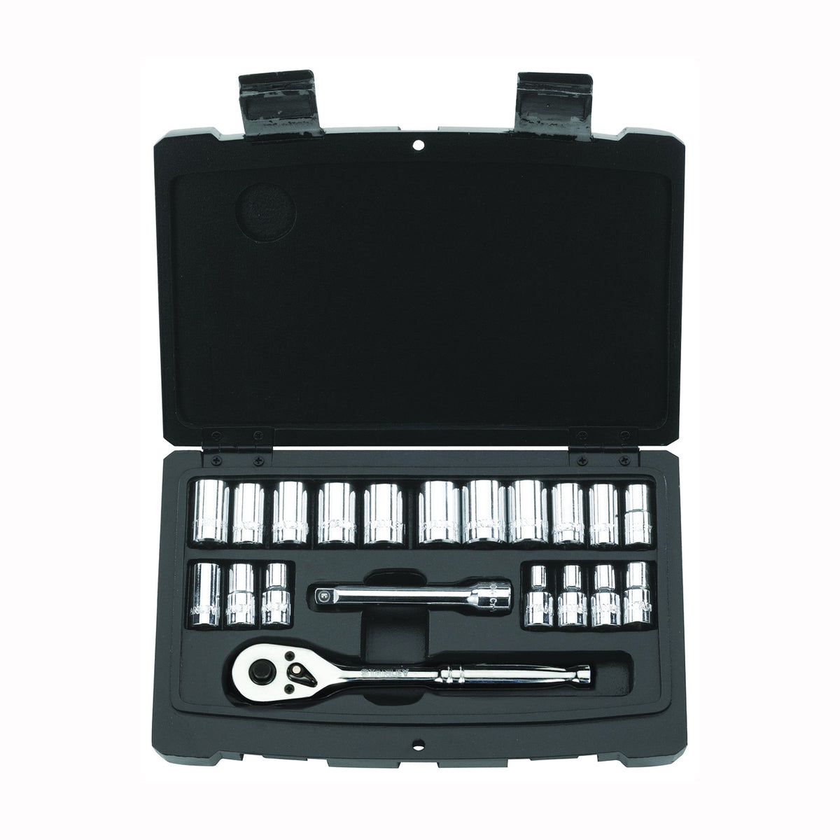 STANLEY 92-802 Socket Set, Steel, Chrome, Silver