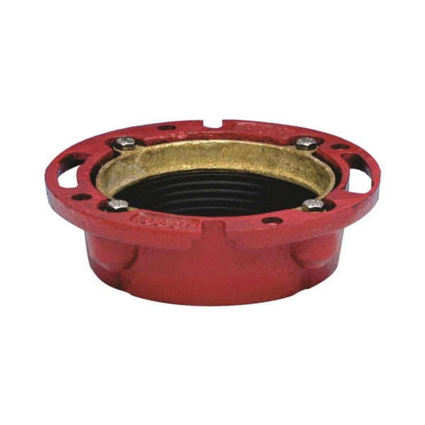 Oatey 42255 Closet Flange, 4 in Connection, Iron, Red