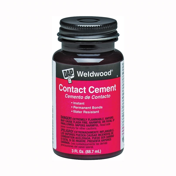 WELDWOOD 00107 Contact Cement, Liquid, Strong Solvent, Tan, 3 oz Bottle