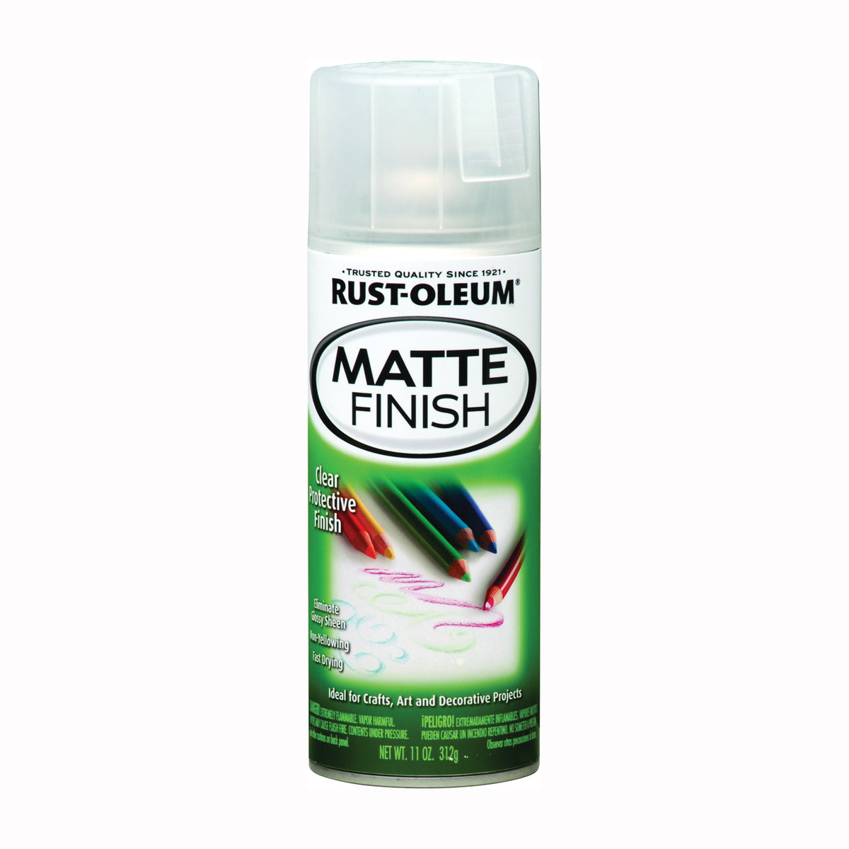 RUST-OLEUM 267028 Matte Finish Spray Paint, Matte, Clear, 11 oz, Aerosol Can