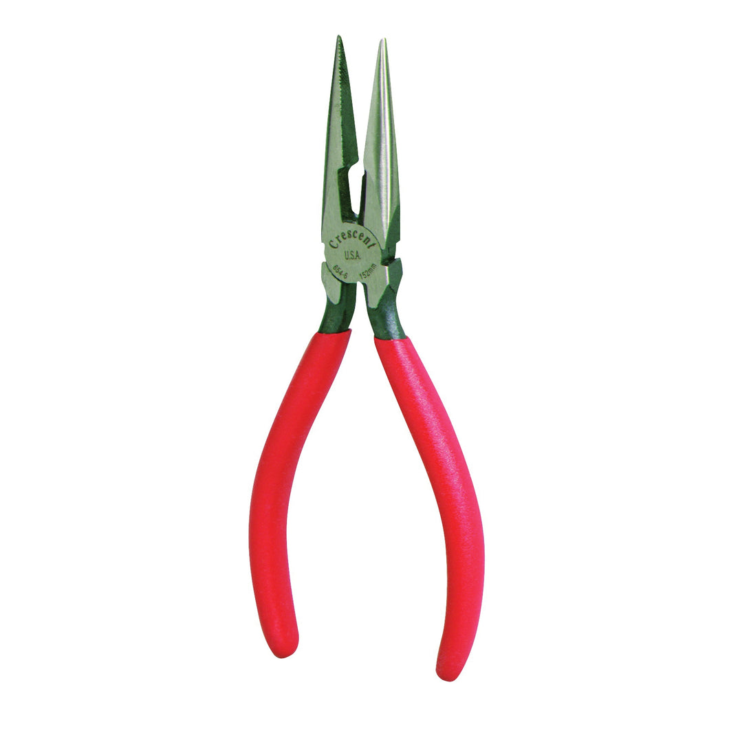 Crescent 6546CVSMLN/CV Nose Plier, 6-5/8 in OAL, Red Handle, Cushion-Grip Handle, 11/16 in W Jaw, 1-7/8 in L Jaw