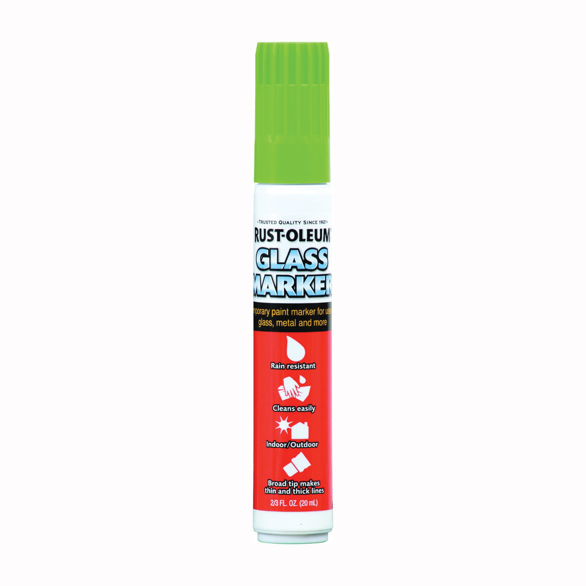 RUST-OLEUM AUTOMOTIVE 267967 Glass Marker, Satin, Green, 2 to 3 fl-oz, Paint Pen