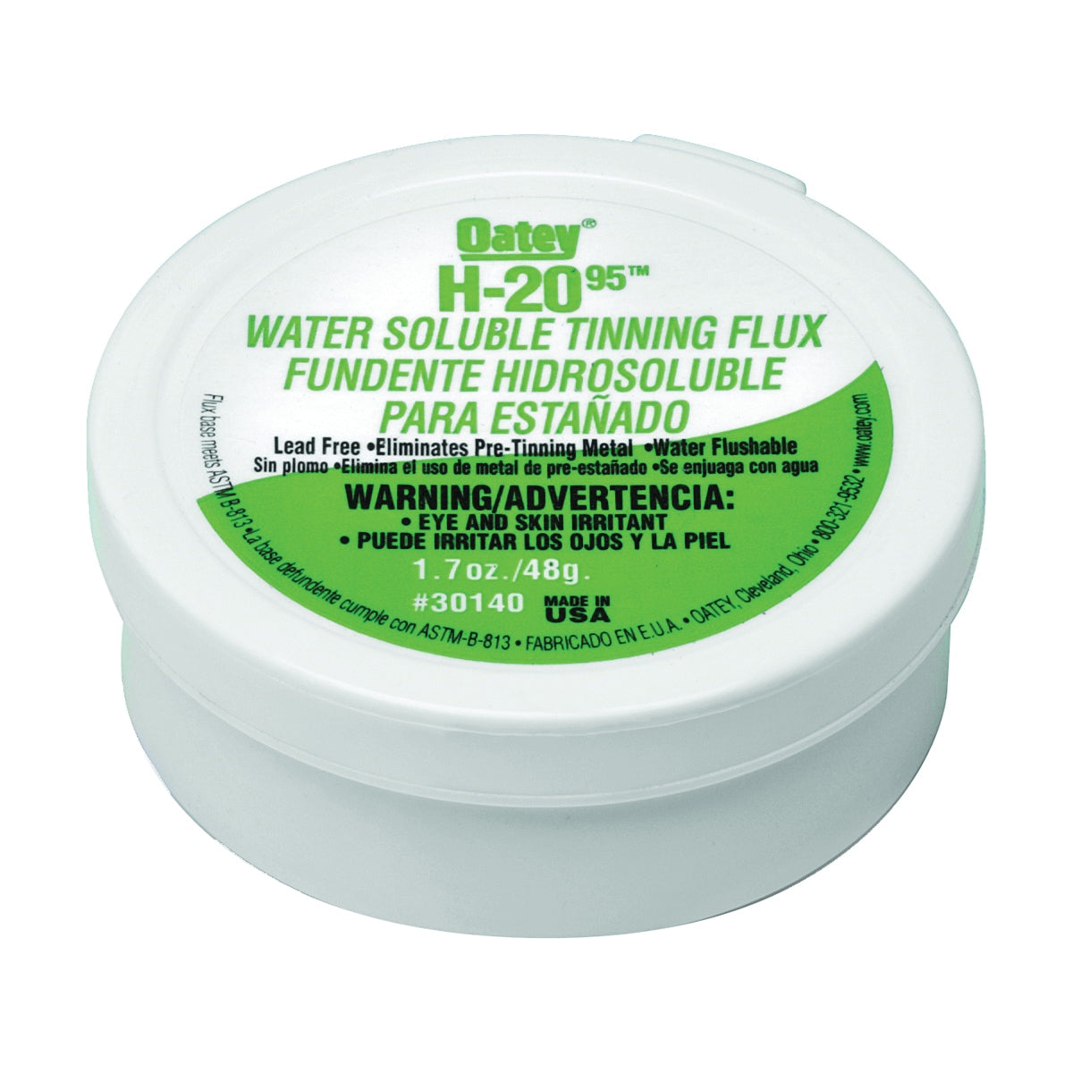 Oatey H-20 Series 30140 Water Soluble Flux, 1.7 oz, Paste, Gray