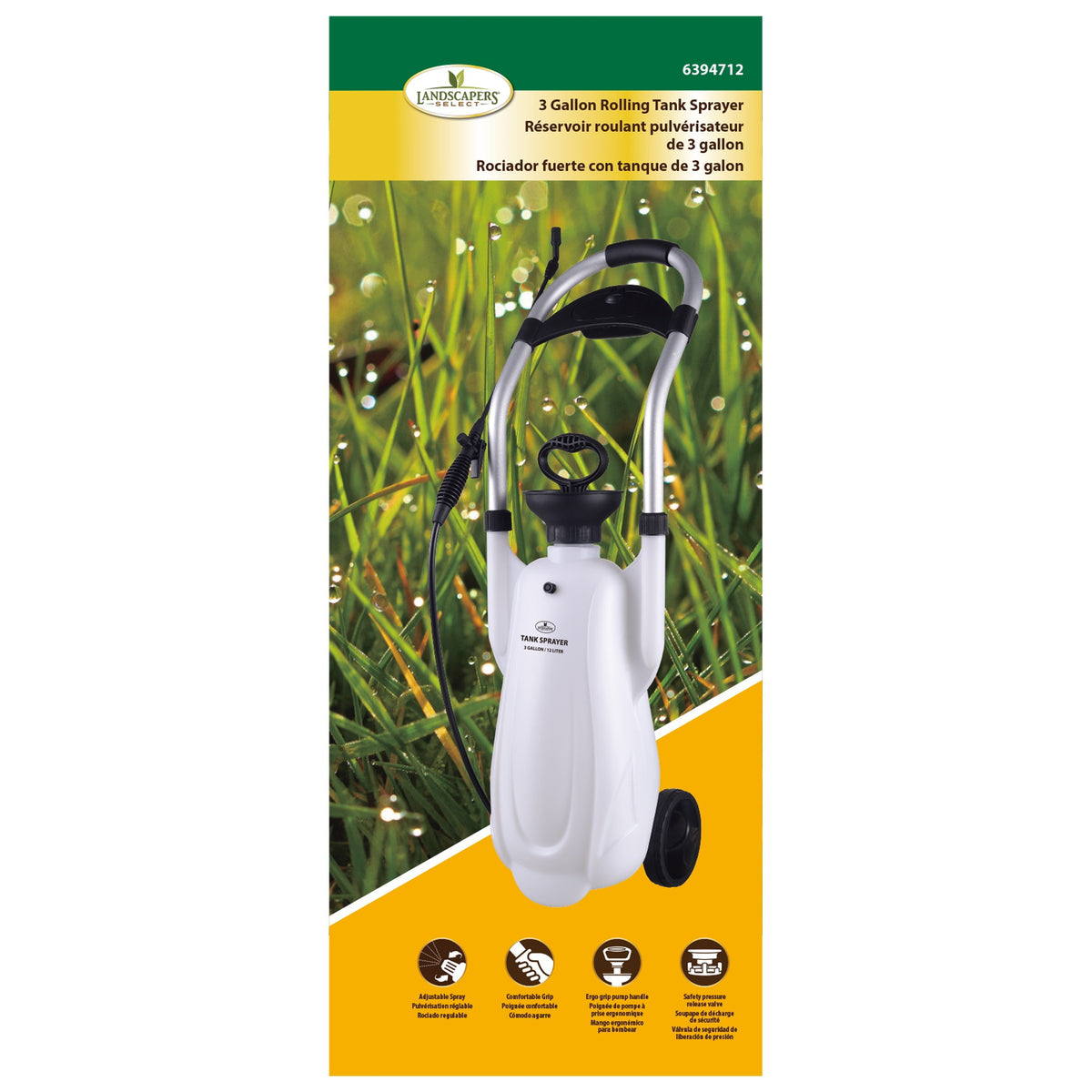 Landscapers Select SX-CS12L Compression Sprayer, 3 gal Tank, Polyethylene Tank, 100 in L Hose, White