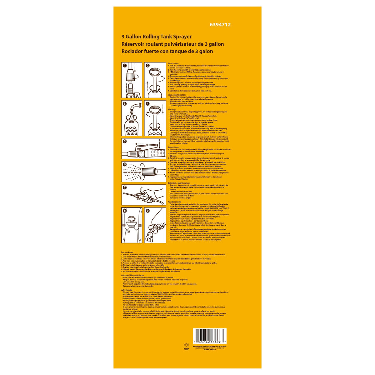 Landscapers Select SX-CS12L Compression Sprayer, 3 gal Tank, Polyethylene Tank, 100 in L Hose, White