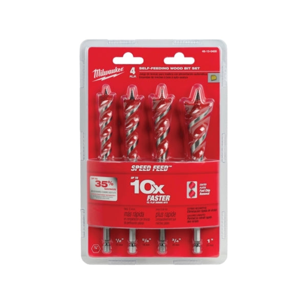 Milwaukee 48-13-0400 Wood Bit Set, Steel, Bright