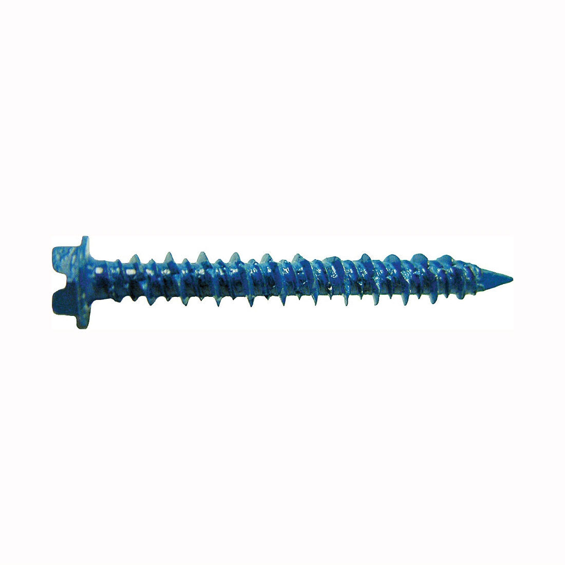 Western States Hardware 54077 Tapped Screw, Coarse Thread, Hex, Slotted Drive, Diamond Point, Steel, Blue