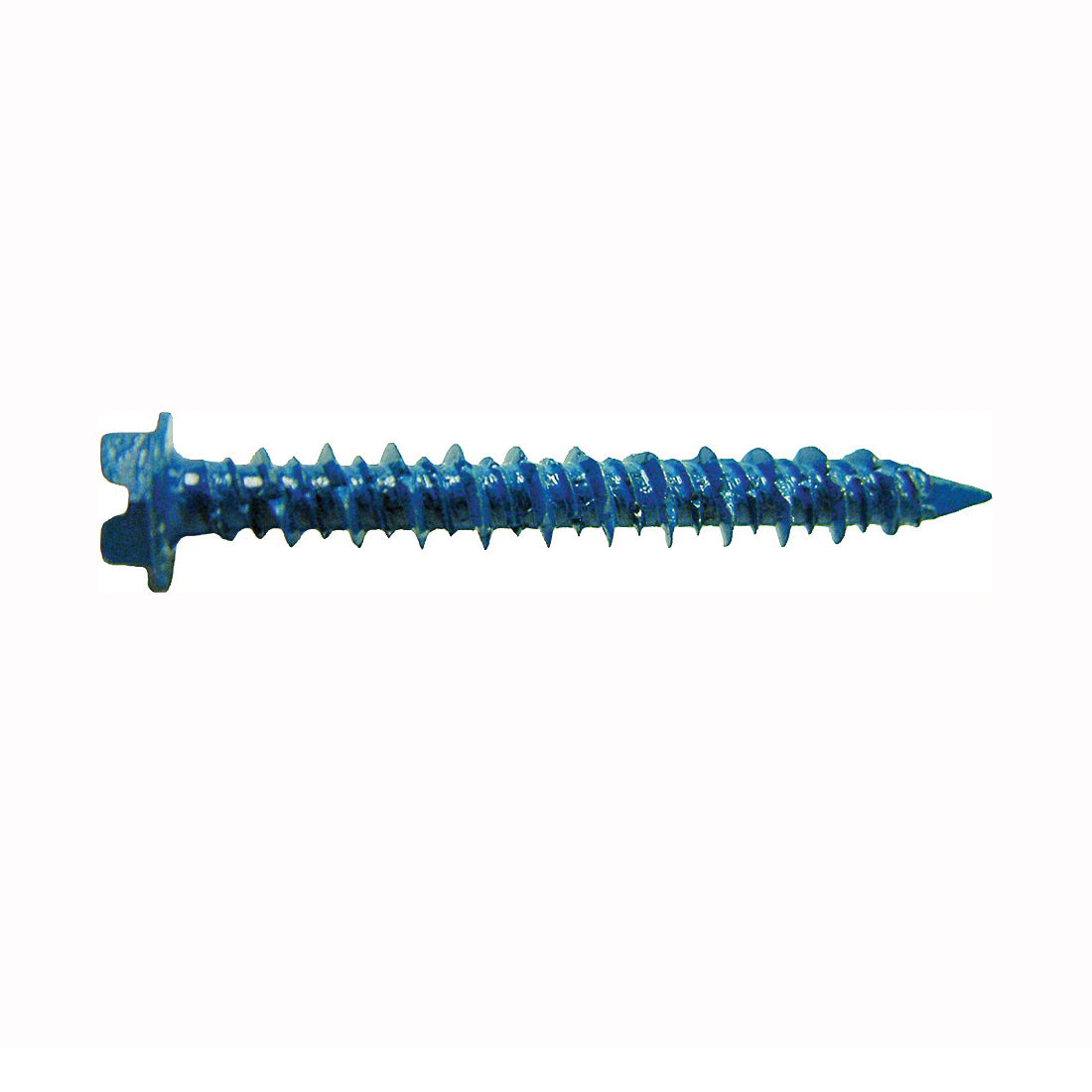 Western States Hardware 54079 Tapped Screw, Coarse Thread, Hex, Slotted Drive, Diamond Point, Steel, Blue