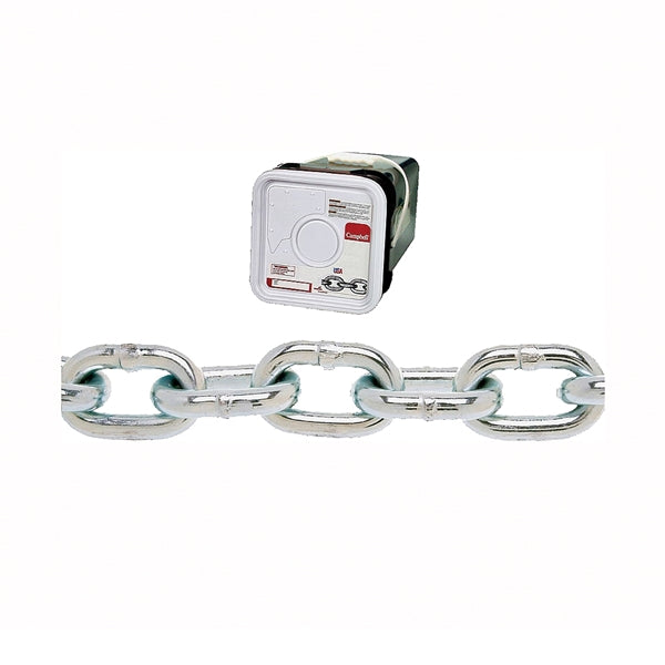 Campbell 014-3426 Proof Coil Chain, 1/4 in, 100 ft L, 30 Grade, Steel, Zinc