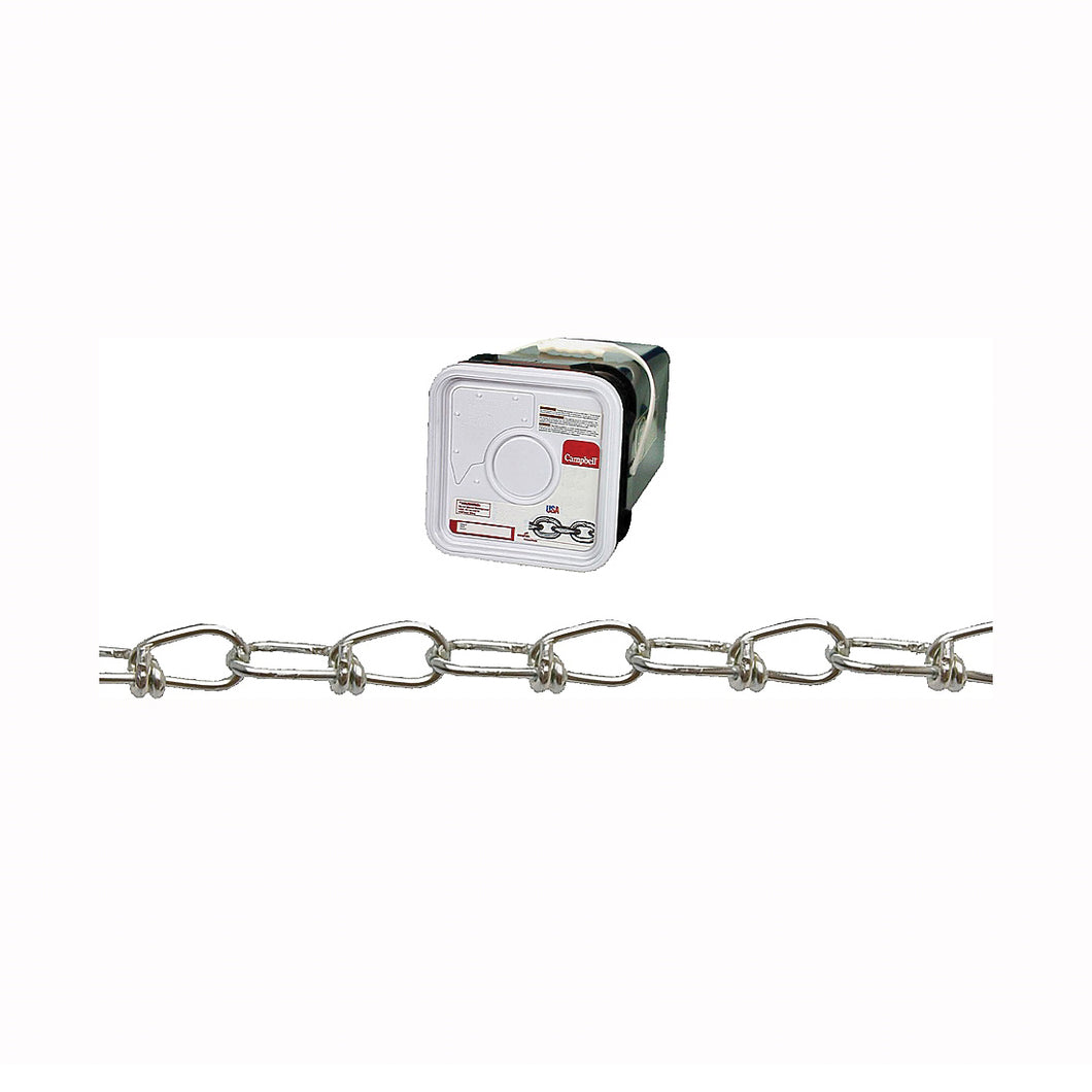 Campbell 0752426 Loop Chain, #2/0, 275 ft L, 255 lb Working Load, Low Carbon Steel, Zinc