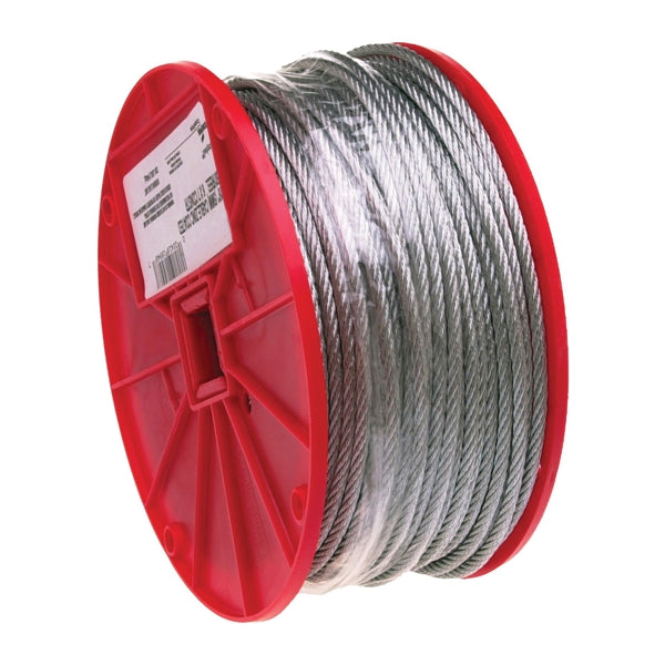 Campbell 7000427 Aircraft Cable, 1/8 in Dia, 500 ft L, 340 lb Working Load, Galvanized Steel