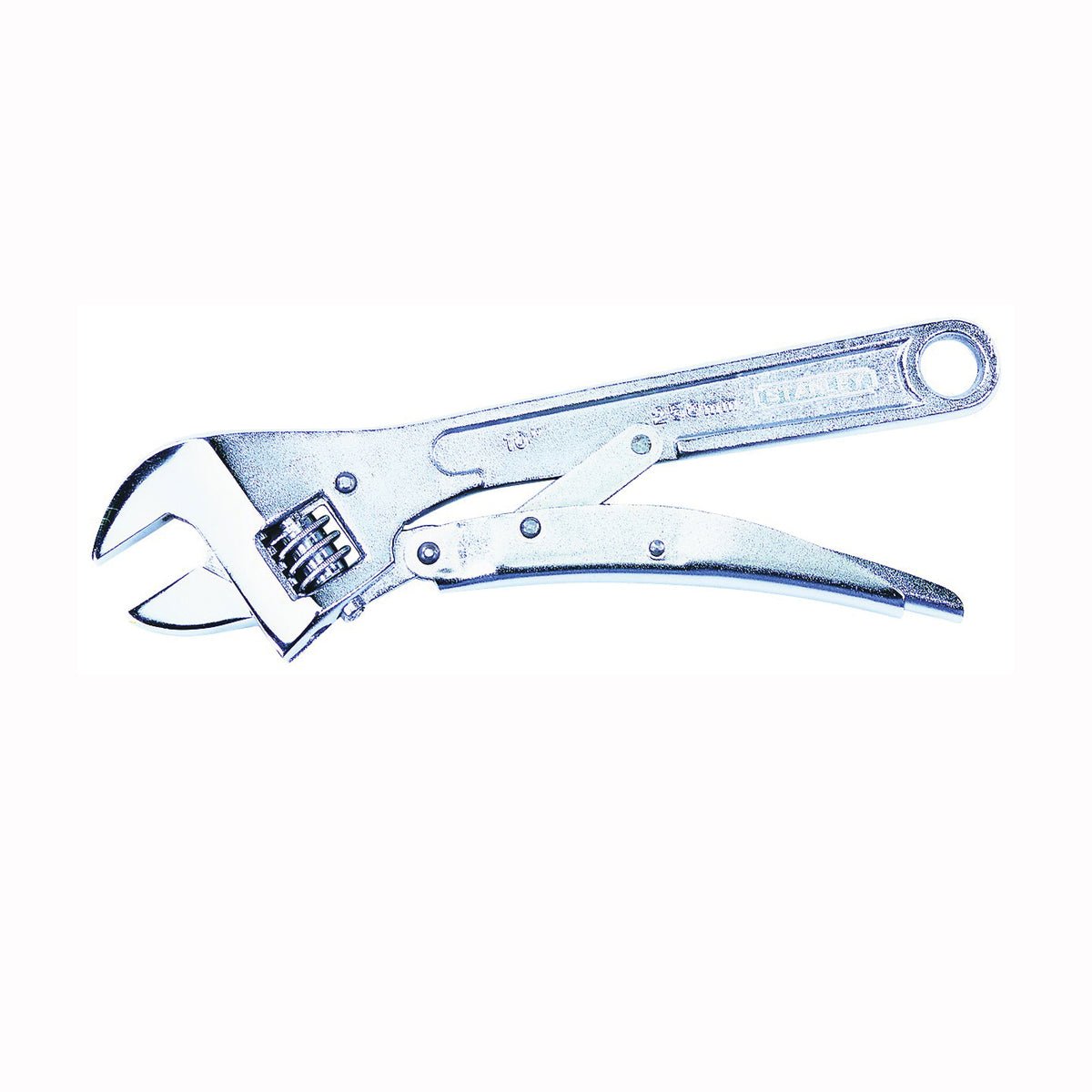 STANLEY 85-610 Adjustable Wrench, 10 in OAL, 1-1/4 in Jaw, Steel, Chrome, Plain-Grip Handle