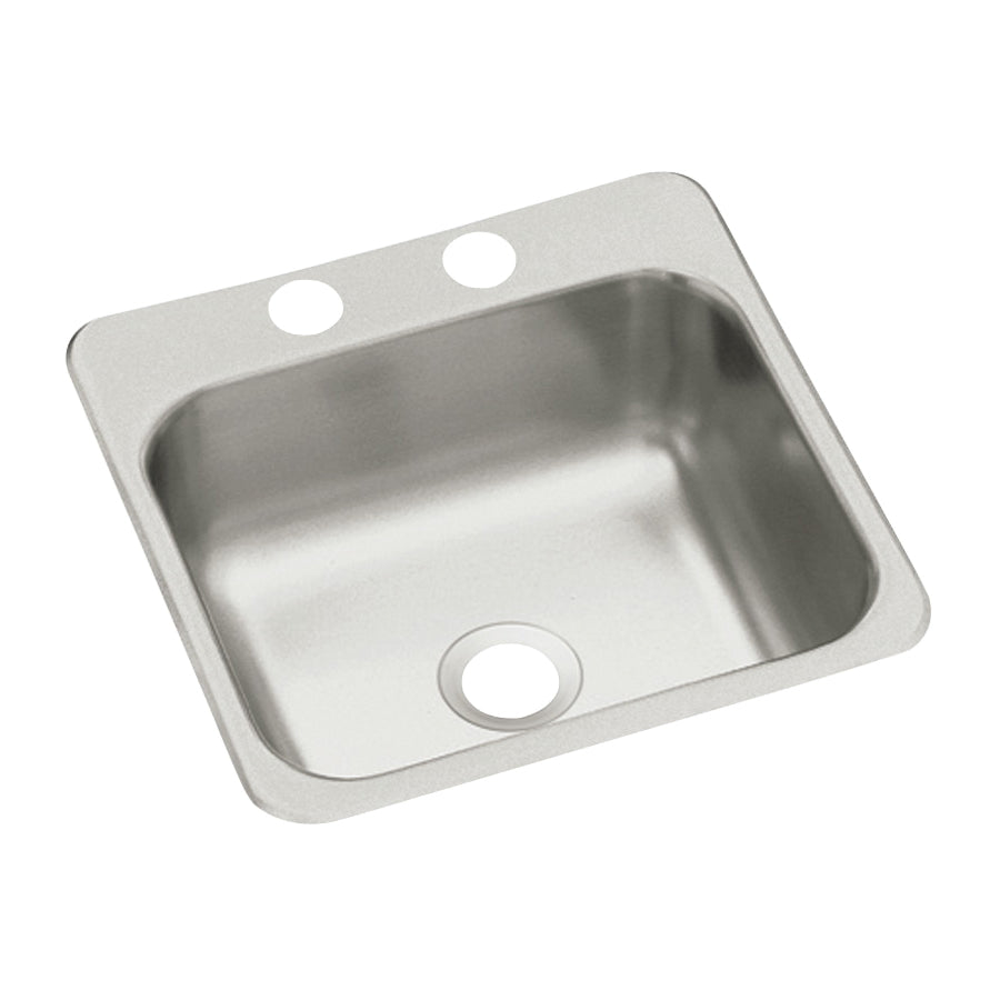 Sterling Traditional B155-2 Bar Sink, Square Bowl, 2-Hole, 15 in W x 5-1/2 in D x 15 in H Dimensions, Satin