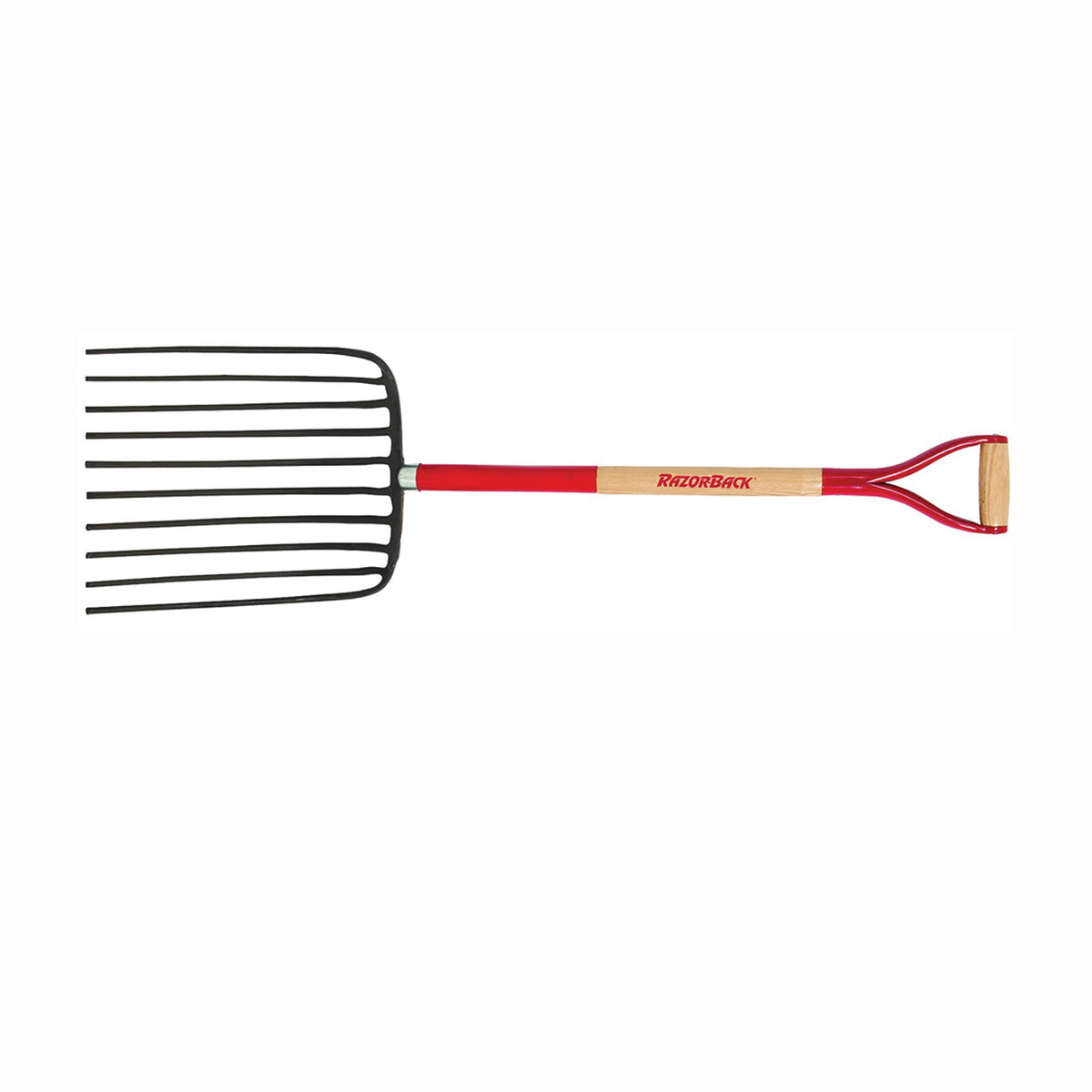 RAZOR-BACK 76144 Cotton Seed Fork, 15-3/4 in W Tine, 16 in L Tines, Diamond Shaped Tine, 10 -Tine, Steel Tine