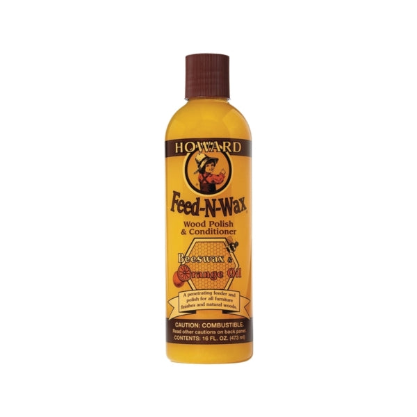 HOWARD FW0016 Polish and Conditioner, 16 oz Bottle, Yellow, Solid, Orange