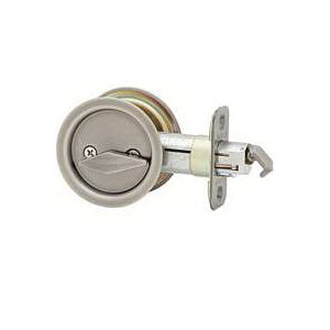 Kwikset 33515A RND Pocket Door Lock, Antique Nickel, 2-3/8 in Backset
