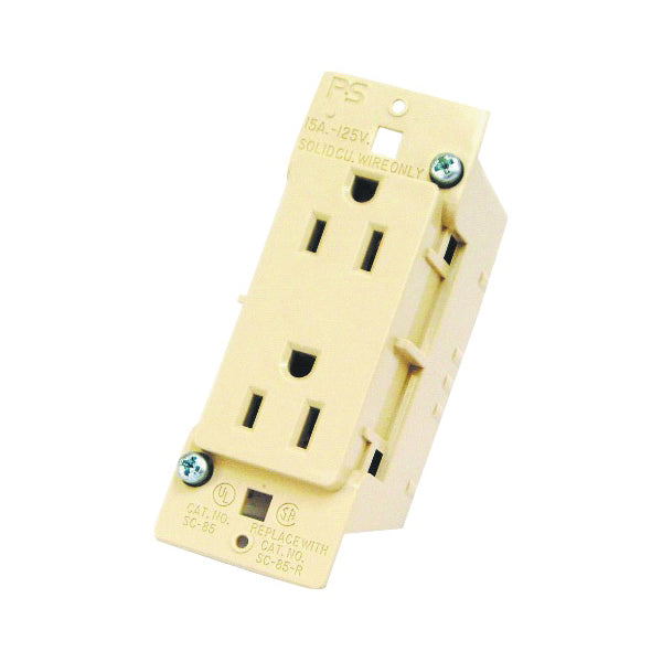 US Hardware E-102C Receptacle, 125 V, 15 A, 2-Pole, Ivory