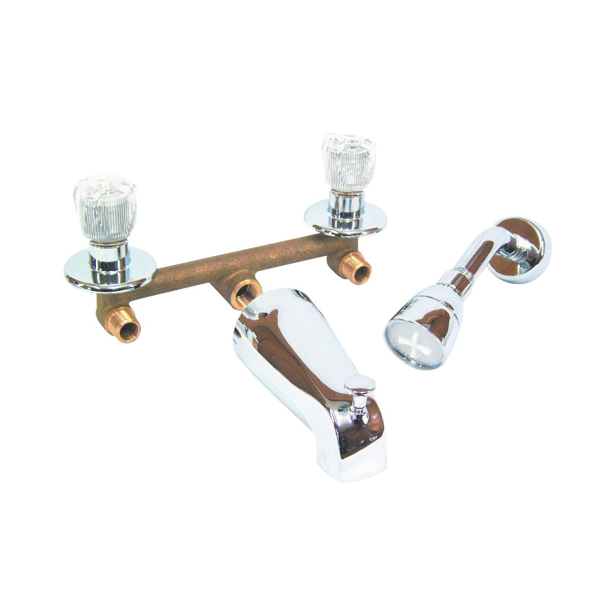 US Hardware P-004N Tub and Shower Diverter, 2-Faucet Handle, Brass, 8 in Faucet Centers, Knob Handle