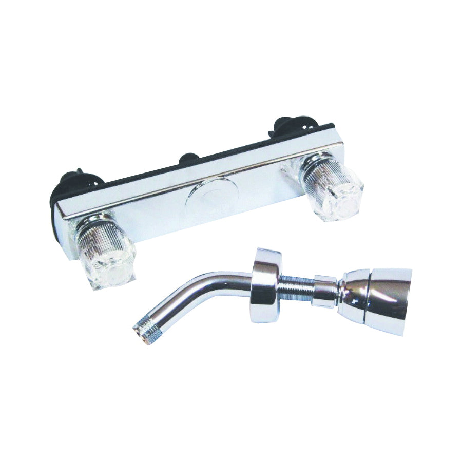 US Hardware P-008PN Shower Faucet, Plastic, Chrome Plated, 2-Handle