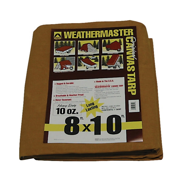 DIZE Weathermaster CA0810D Tarpaulin, 10 ft L, 8 ft W, Canvas, Tan