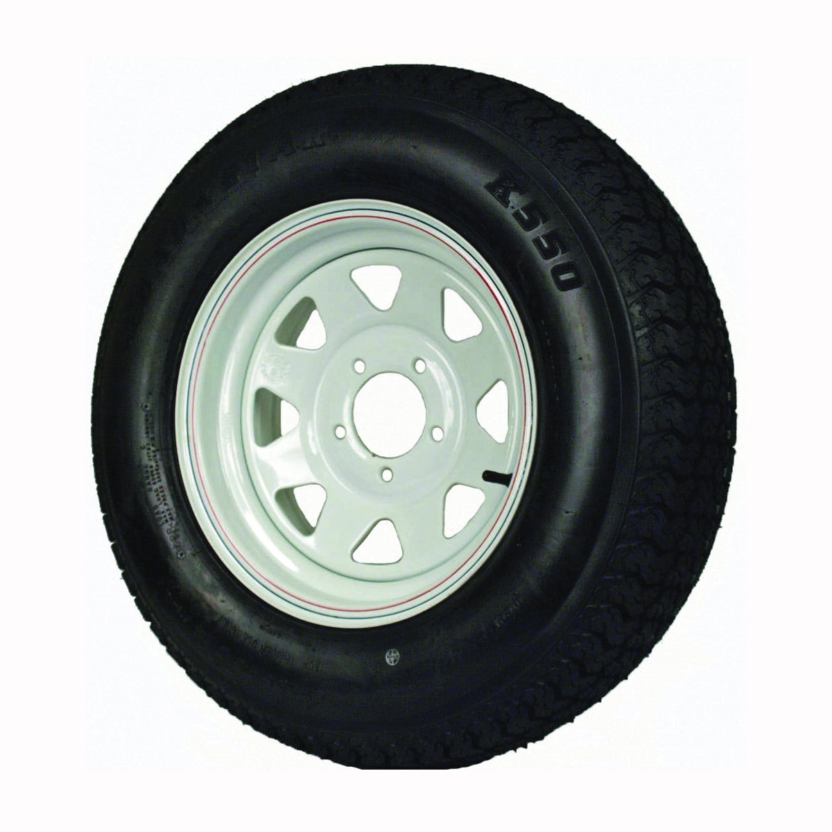 MARTIN Wheel DM205D4C-5CT/CI Trailer Tire, 1760 lb Withstand, 4-1/2 in Dia Bolt Circle