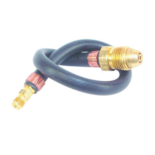 US Hardware RV-339B Propane Hose, 1/4 in, 15 in L, POL x Male Flare, Rubber, Black/Brass