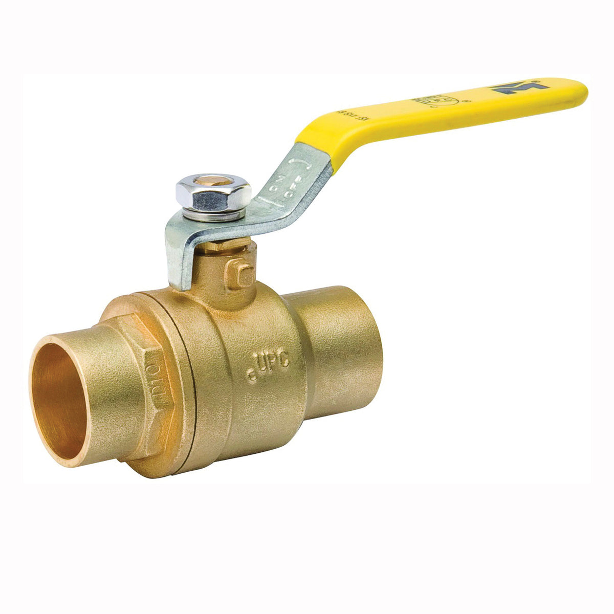 B &amp; K 107-846NL Ball Valve, 1-1/4 in Connection, Compression, 600/150 psi Pressure, Manual Actuator, Brass Body