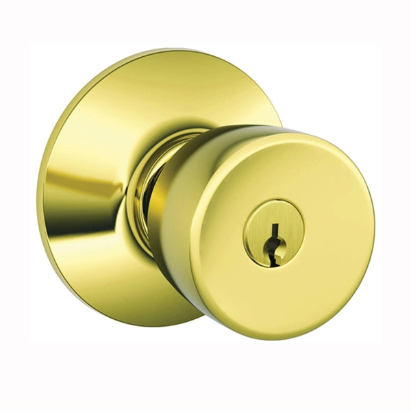 Schlage F51A VBEL505K4 Keyed Entry Knob, Solid Brass/Zinc, Brass