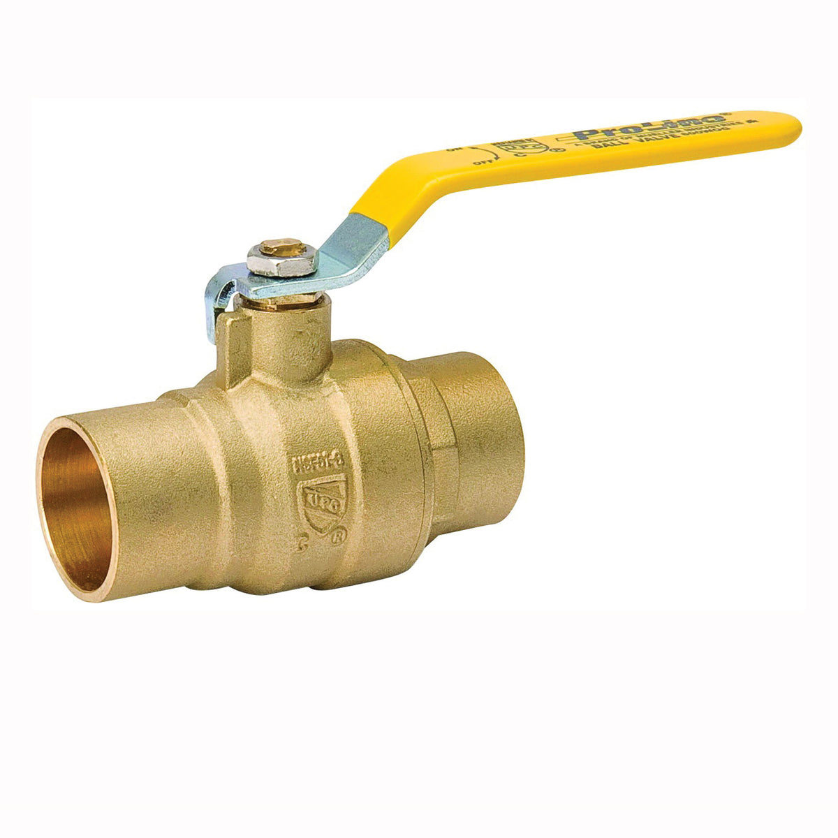 B &amp; K 107-857NL Ball Valve, 1-1/2 in Connection, Compression, 600/125 psi Pressure, Manual Actuator, Brass Body