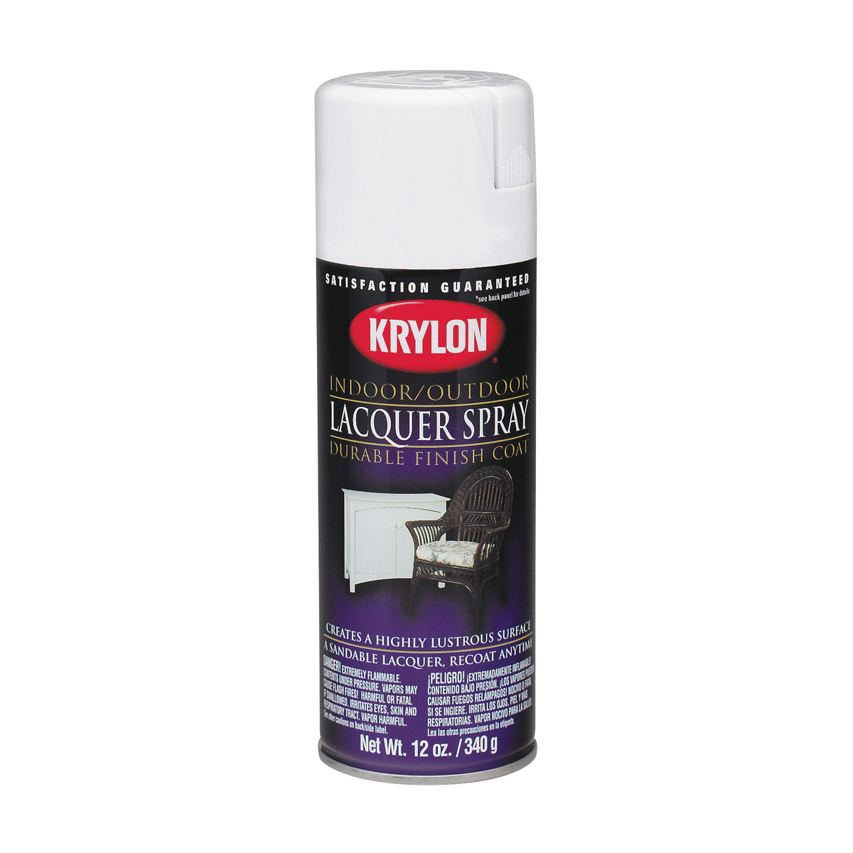 Krylon K07032007 Lacquer Spray Paint, Gloss, Liquid, Clear, 12 oz, Aerosol Can