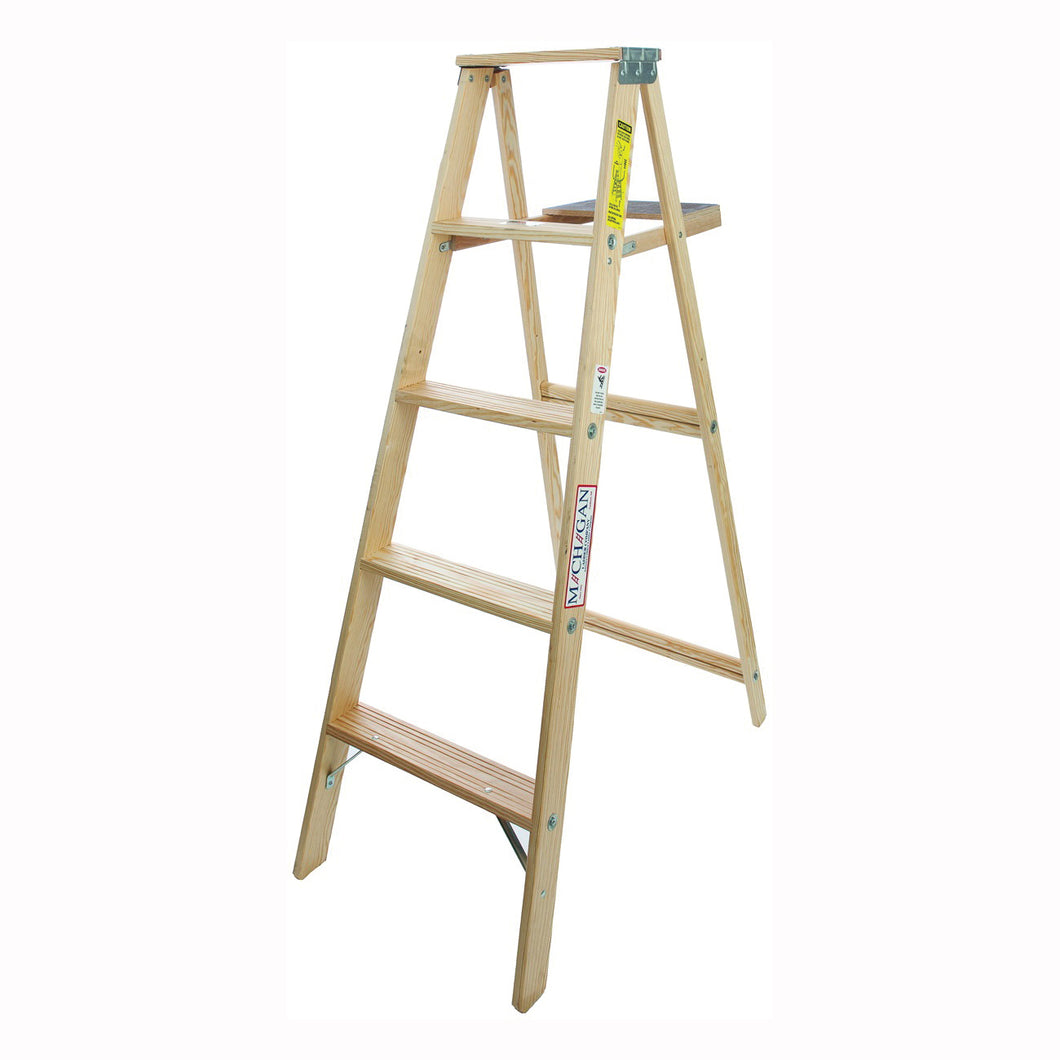 MICHIGAN LADDER 1100-05 Step Ladder, 200 lb, Type III Duty Rating, Wood, Pine