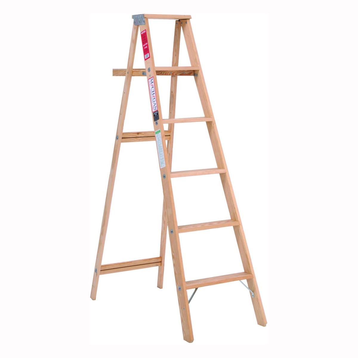 MICHIGAN LADDER 1100-06 Step Ladder, 200 lb, Type III Duty Rating, Wood, Pine